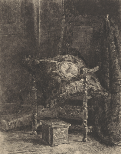 Barbara van Houten, Stoel met kussen en stoof, ca. 1886, ets, 340 × 248 mm, Rijksmuseum, Amsterdam
