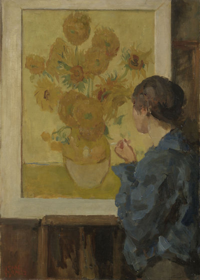Isaac Israëls, Vrouw voor Van Goghs Zonnebloemen, 1915-1920, Van Gogh Museum